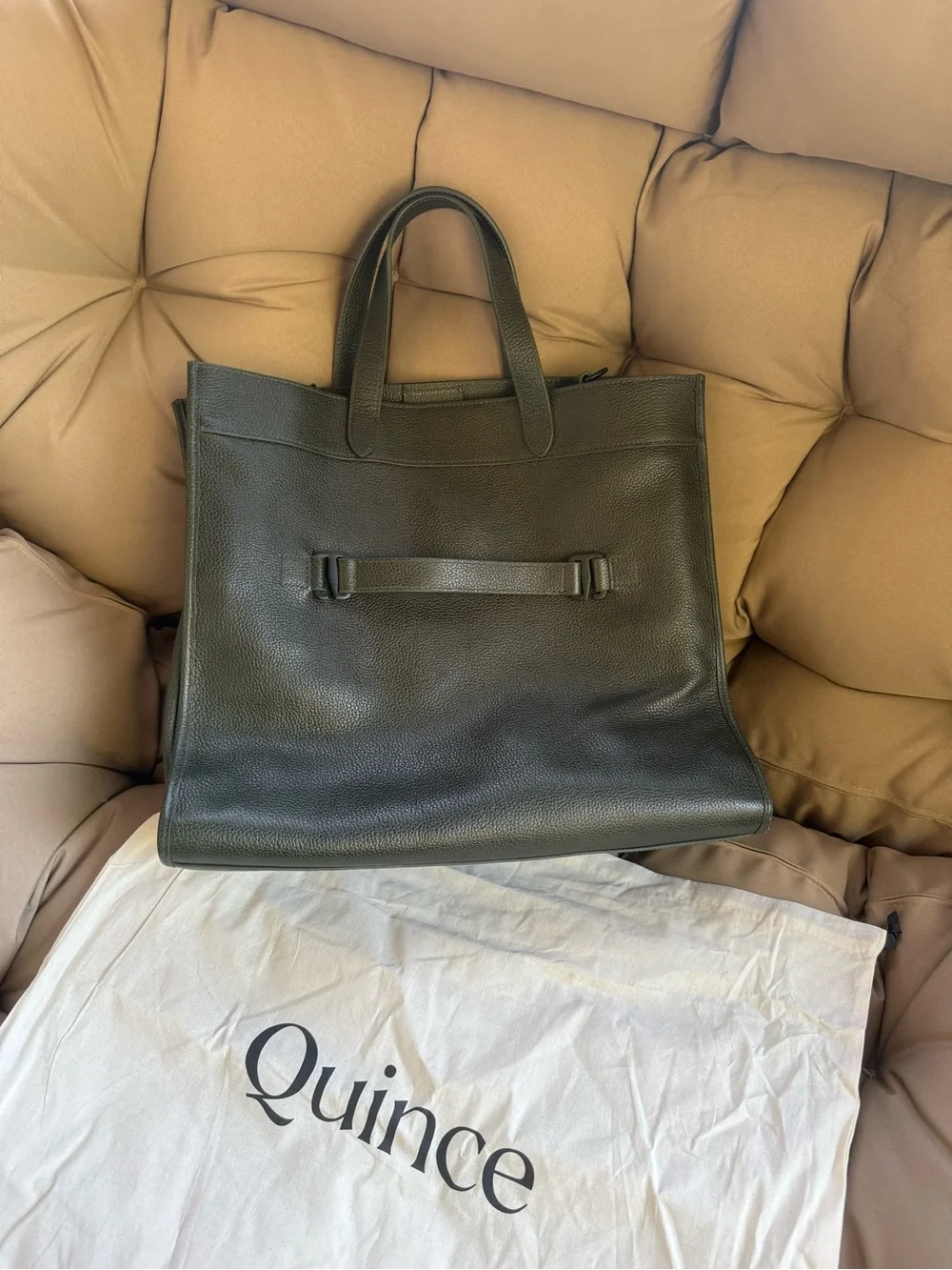 Quince Leather Tote Bag - Forest/olive Green
